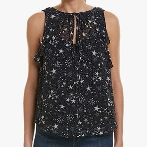 Velvet by Graham & Spencer Star Print Sheer Blouse L Whimsy Whimsigoth